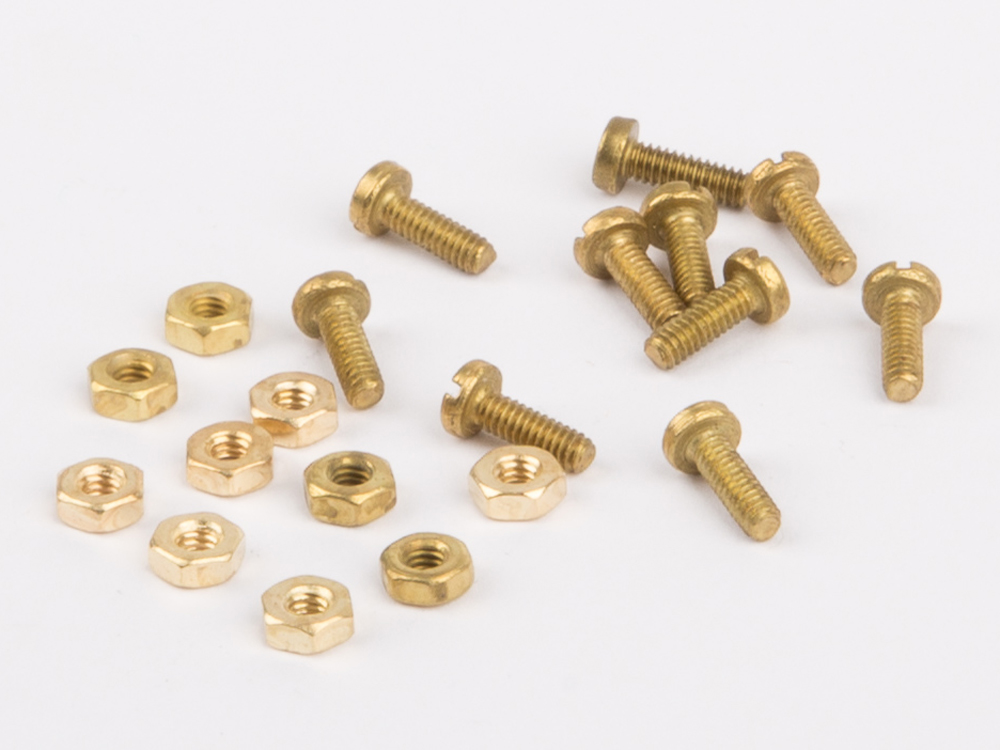 1543 Screws and nuts M2, each 10 pc., brass